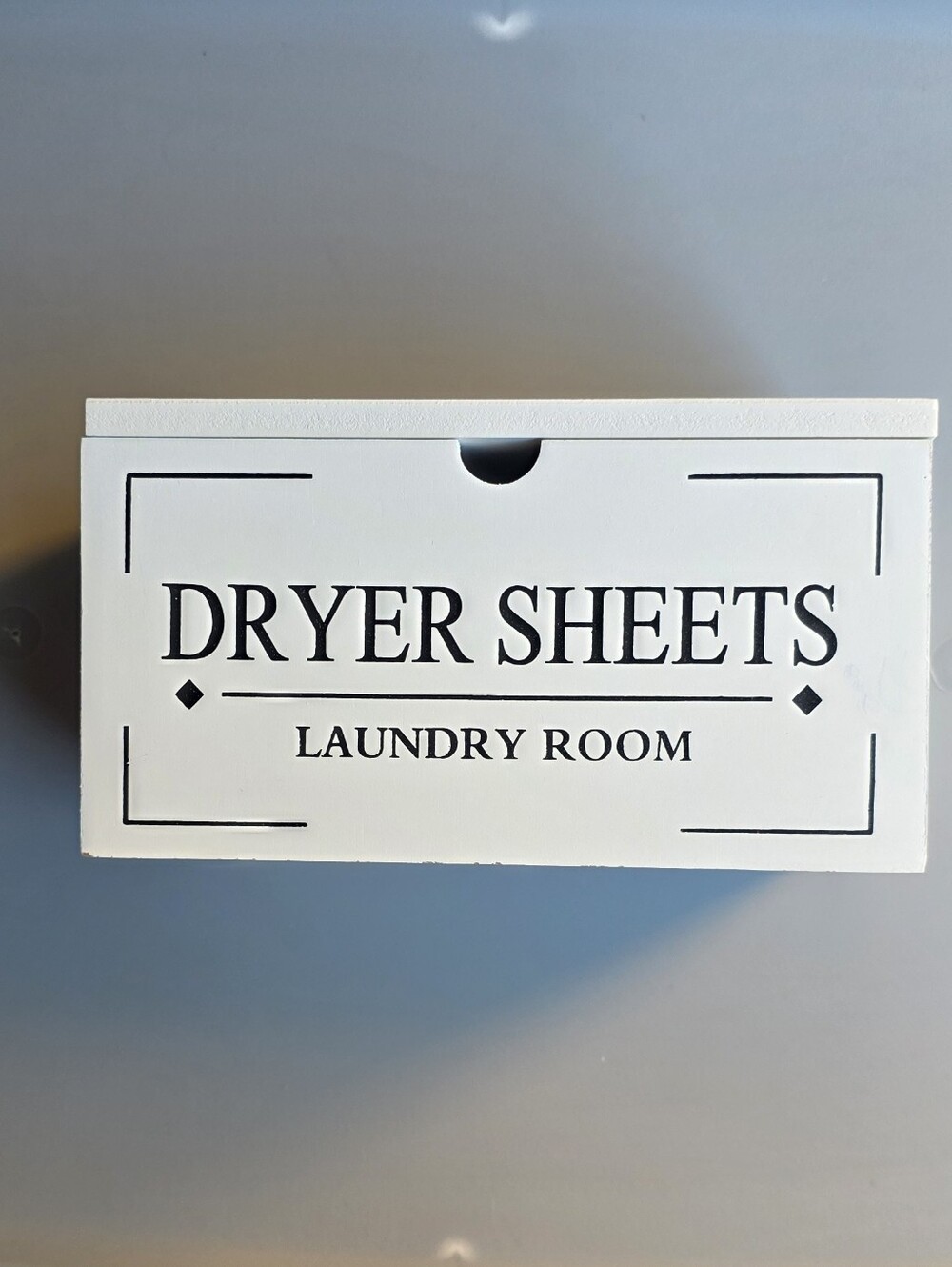 White Dryer Sheets Storage Box - Laundry Room Organizer